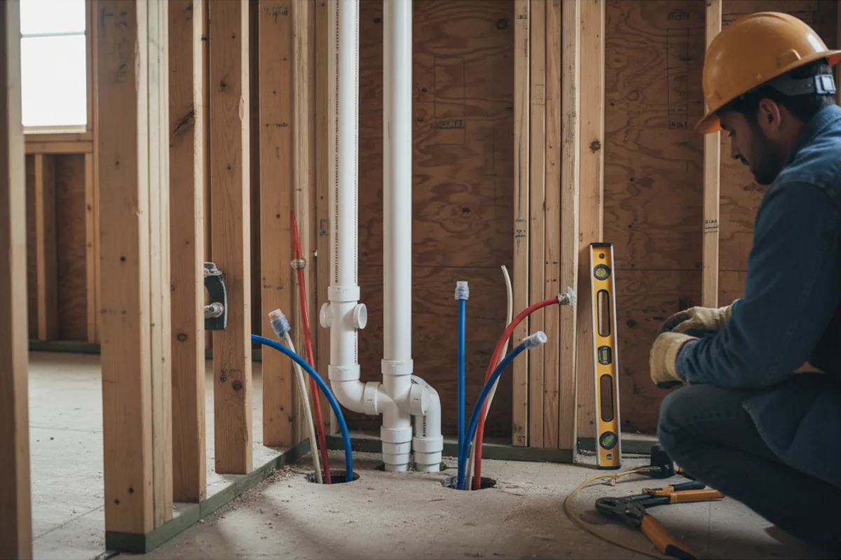 Drain and supply rough-in during Leak Detection in Congers