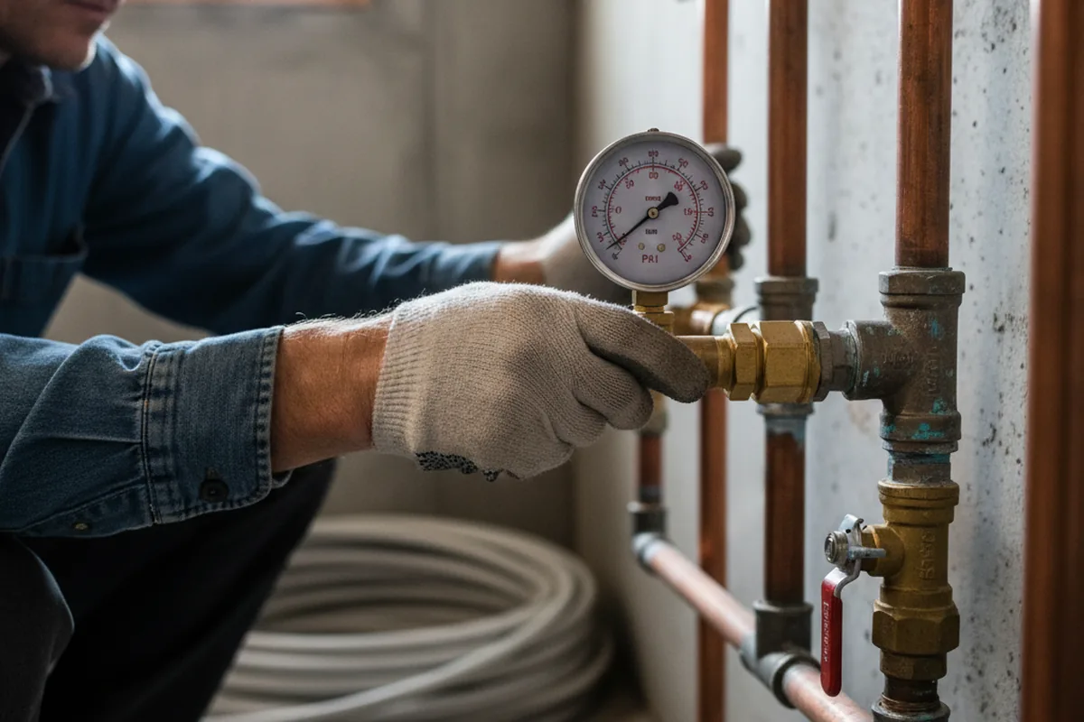 Pressure testing a repaired line during Water Line Repair in Congers